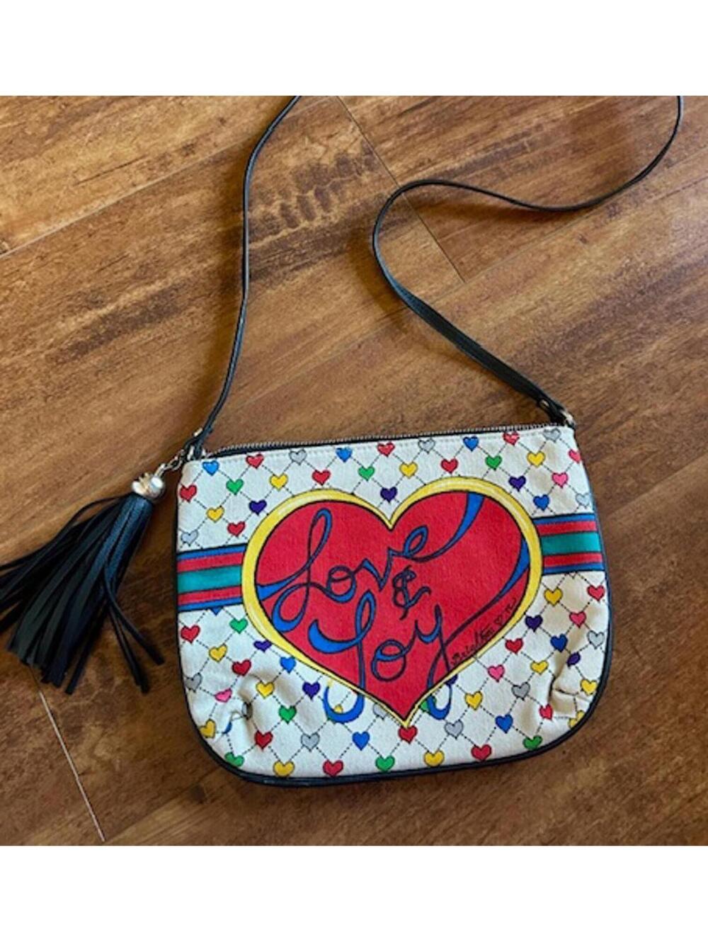 Brighton Love & Joy Heart Print Crossbody Bag with Tassel